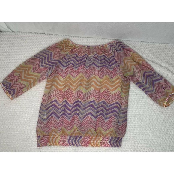 New York & Company Sheer Spring Top Med 3/4 Sleeve - Picture 4 of 5